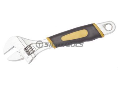 Adjustable Wrench with Double Color Plastic Handle