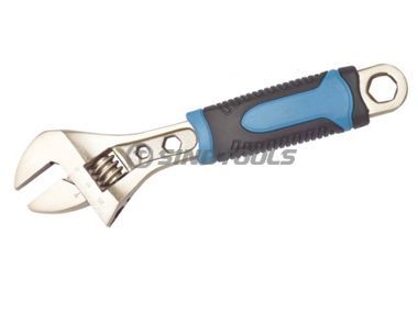 Adjustable Wrench with Double Color Plastic Handle
