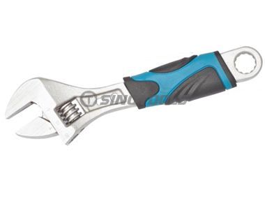 Adjustable Wrench with Double Color Plastic Handle