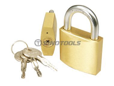 Brass Padlock with Crossed Key